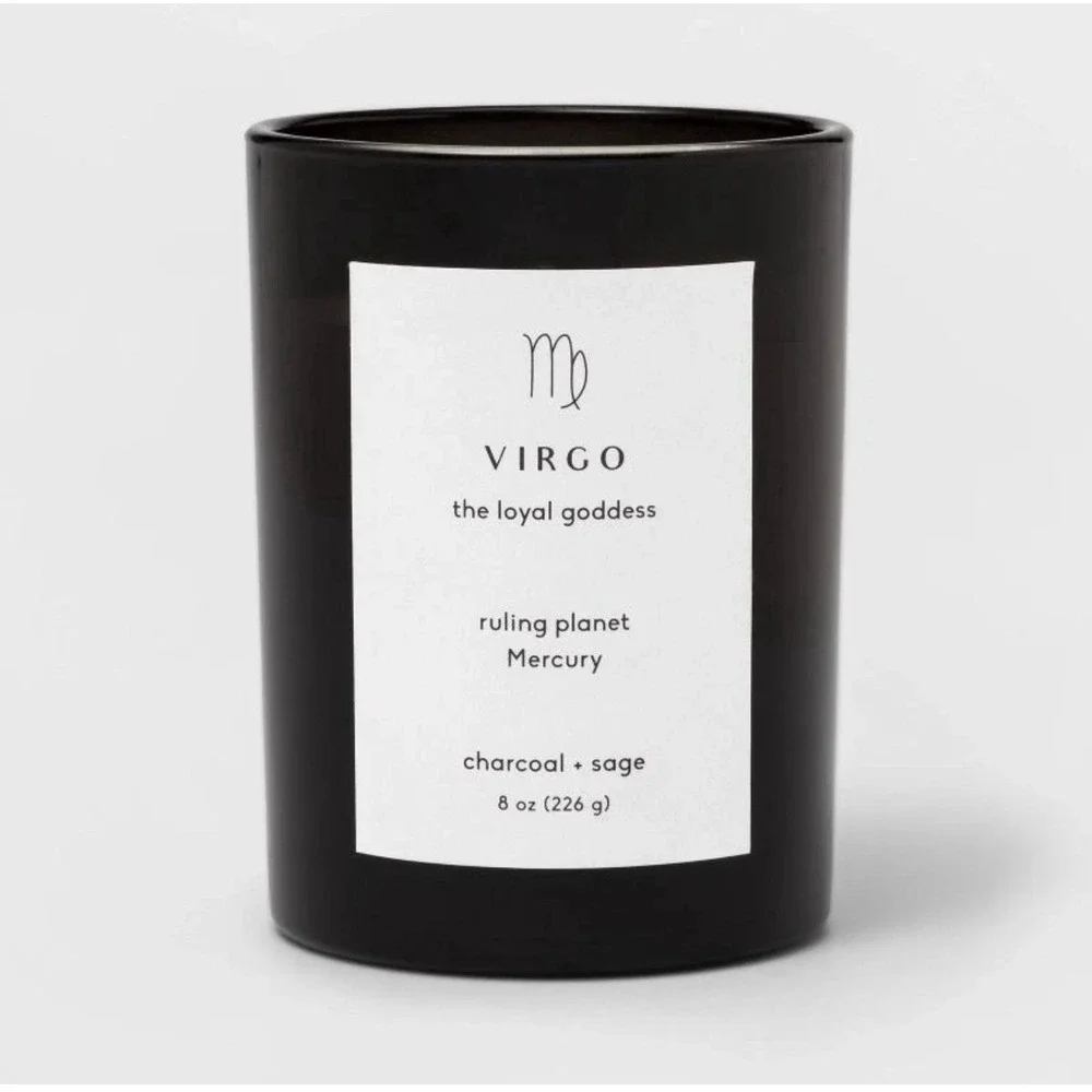 Virgo Charcoal Sage soy wax Candle- 8oz - 36hr burn time